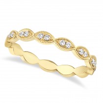Diamond Accented Antique Style Eternity Band 14k Yellow Gold (0.13ct)