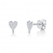 Diamond Pave Mini Heart Stud Earrings 14k White Gold (0.10ct)