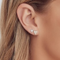 Diamond Pave Mini Heart Stud Earrings 14k White Gold (0.10ct)