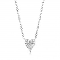 Diamond Pave Heart Necklace 14k White Gold (0.05ct)