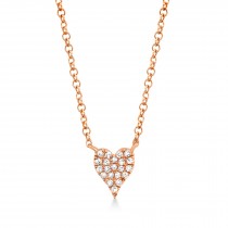 Diamond Pave Heart Necklace 14k Rose Gold (0.05ct)