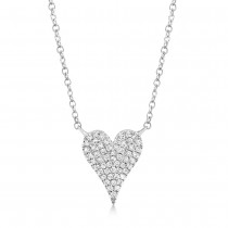 Diamond Pave Heart Pendant Necklace 14k White Gold (0.11ct)