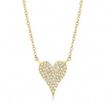 Diamond Pave Heart Pendant Necklace 14k Yellow Gold (0.11ct)