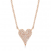 Diamond Pave Heart Pendant Necklace 14k Rose Gold (0.11ct)