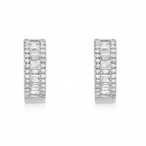 Diamond Baguette Huggie Earrings 14k White Gold (0.49ct)
