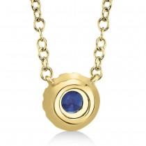 Diamond & Blue Sapphire Halo Pendant Necklace 14k Yellow Gold (0.18ct)
