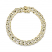 Diamond Pave Cuban Link Bracelet 14k Yellow Gold (3.19ct)