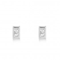 Diamond Baguette Bezel Stud Earrings 14k White Gold (0.15ct)