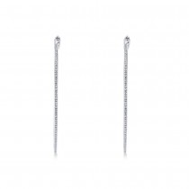 Diamond Thin Hoop Earrings 14k White Gold (0.66ct)