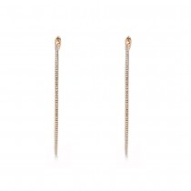 Diamond Thin Hoop Earrings 14k Rose Gold (0.66ct)