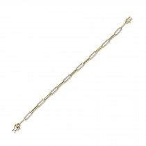 Diamond Accented Paperclip Link Bracelet 14k Yellow Gold (0.74ct)