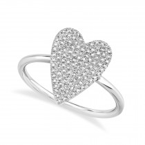 Diamond Pave Heart Ring 14k White Gold (0.26ct)