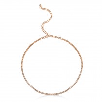 Diamond Tennis Necklace 14k Rose Gold (0.95ct)