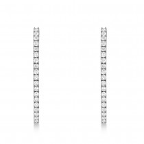Diamond Accented Oval Hoop Earrings 14k White Gold (0.34ct)