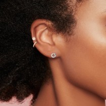 Diamond Love Knot Circle Earrings 14k White Gold (0.09ct)