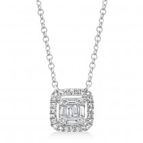 Diamond Baguette Pendant Necklace 14k White Gold (0.22ct)