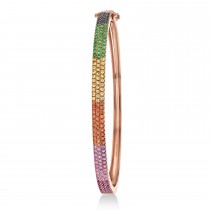 Rainbow Sapphire Pave Bangle in 14k Rose Gold  (1.55ct)