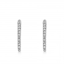 Diamond Paperclip Huggie Earrings 14k White Gold (0.08ct)