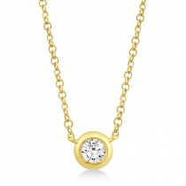 Bezel Diamond Pendant Solitare Necklace 14k Yellow Gold (0.20ct)