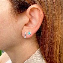 Diamond & Turquoise Stud Earrings 14K White Gold (0.33ct)
