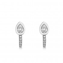 Diamond Pear Bezel Huggie Earrings 14k White Gold (0.21ct)
