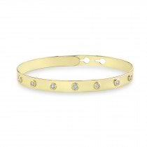 Diamond Bezel Latch Lock Bangle Bracelet 14k Yellow Gold (0.32ct)