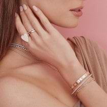 Diamond Bezel Latch Lock Bangle Bracelet 14k Rose Gold (0.32ct)