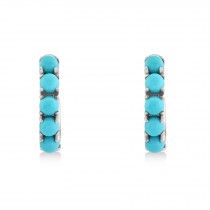 Composite Turquoise Huggie Earrings 14k White Gold (0.43ct)