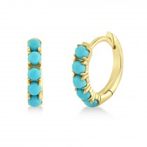 Composite Turquoise Huggie Earrings 14k Yellow Gold (0.43ct)
