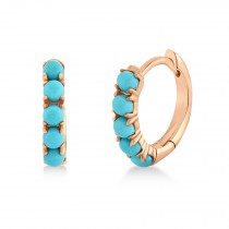 Composite Turquoise Huggie Earrings 14k Rose Gold (0.43ct)
