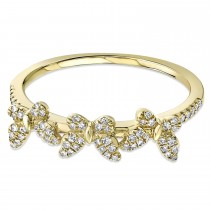 Diamond-Accented Triple Butterfly Ring 14K Yellow Gold (0.15ct)