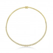 Half Eternity Diamond Bezel Tennis Necklace 14k Yellow Gold (3.53ct)
