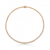 Half Eternity Diamond Bezel Tennis Necklace 14k Rose Gold (3.53ct)