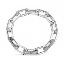Diamond Paper Clip Link Bracelet 14k White Gold (5.78ct)