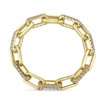 Diamond Paper Clip Link Bracelet 14k Yellow Gold (5.78ct)