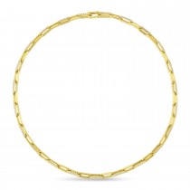 Diamond Paper Clip Link Necklace 14k Yellow Gold (5.68ct)