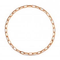 Diamond Pave Paper Clip Link Necklace 14k Rose Gold (13.01ct)