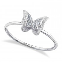 Diamond Butterfly Ring 14K White Gold (0.04ct)