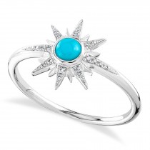 Diamond & Turquoise Star Ring 14K White Gold (0.26ct)