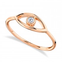 Diamond Bezel Evil Eye in 14k Rose Gold Ring (0.04ct)