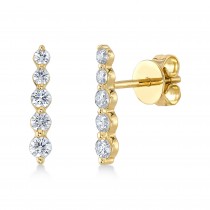 Graduated Five Stone Diamond Drop Earrings 14k Yellow Gold (0.35ct)