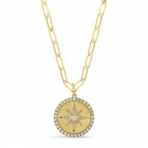Diamond Star Paper Clip Pendant Necklace 14k Yellow Gold (0.43ct)