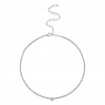 Diamond Bezel Setting Tennis Necklace 14K White Gold (2.89ct)