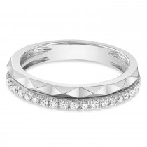 Diamond-Accented Stackable Wedding Band Ring 14K White Gold (0.26ct)