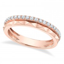 Diamond-Accented Stackable Wedding Band Ring 14K Rose Gold (0.26ct)