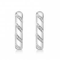 Small Round Diamond Hoop Earring in 14k White Gold (0.13ct)