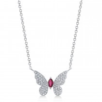 Diamond & Ruby Marquise Butterfly Necklace (0.25ct)