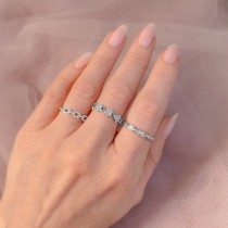 Diamond & Blue Sapphire Hamsa Ring 14K White Gold (0.24ct)