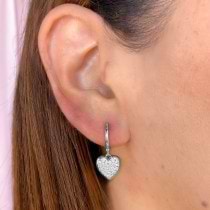 Diamond Heart Drop Earrings 14K White Gold (0.44ct)