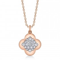 Diamond Clover Pendant Necklace 14K Rose Gold (0.29ct)